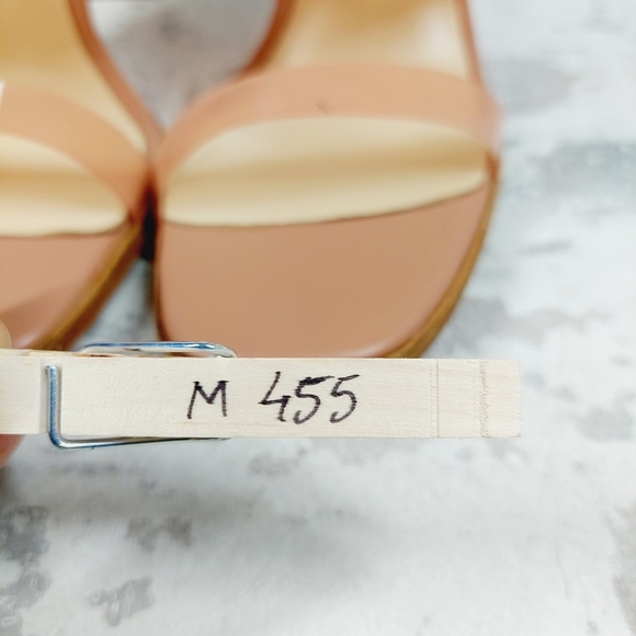 New 42 Gold The Linx Vinyl Slide In Open Toe Heels M455 - Picture 11 of 11